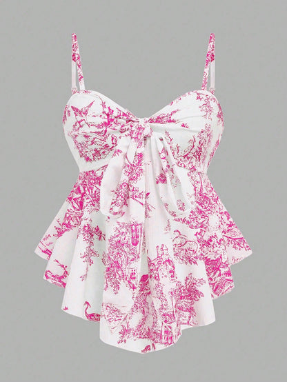 GlowEve Women's Textured Print Fitted Camisole, Elegant For Vacation, Commute, And Daily Wear