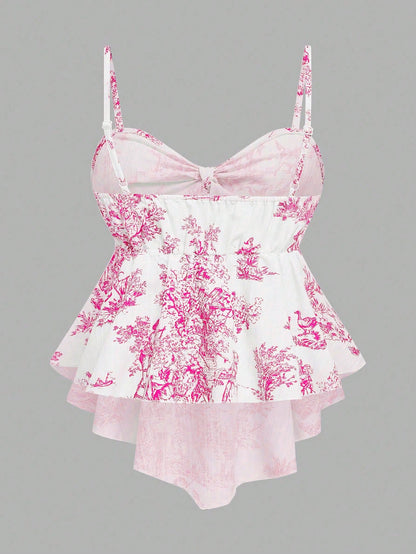 GlowEve Women's Textured Print Fitted Camisole, Elegant For Vacation, Commute, And Daily Wear