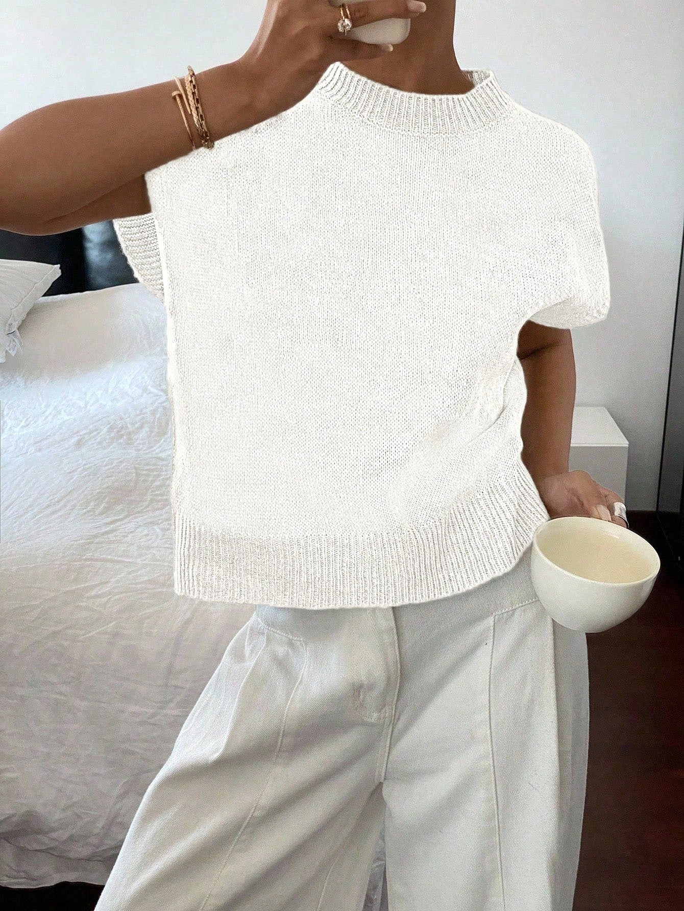 Siren Gaze Women's Casual Elegant Short Sleeve Knit Sweater, Suitable For Summer,Knitted Sweater