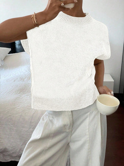 Siren Gaze Women's Casual Elegant Short Sleeve Knit Sweater, Suitable For Summer,Knitted Sweater