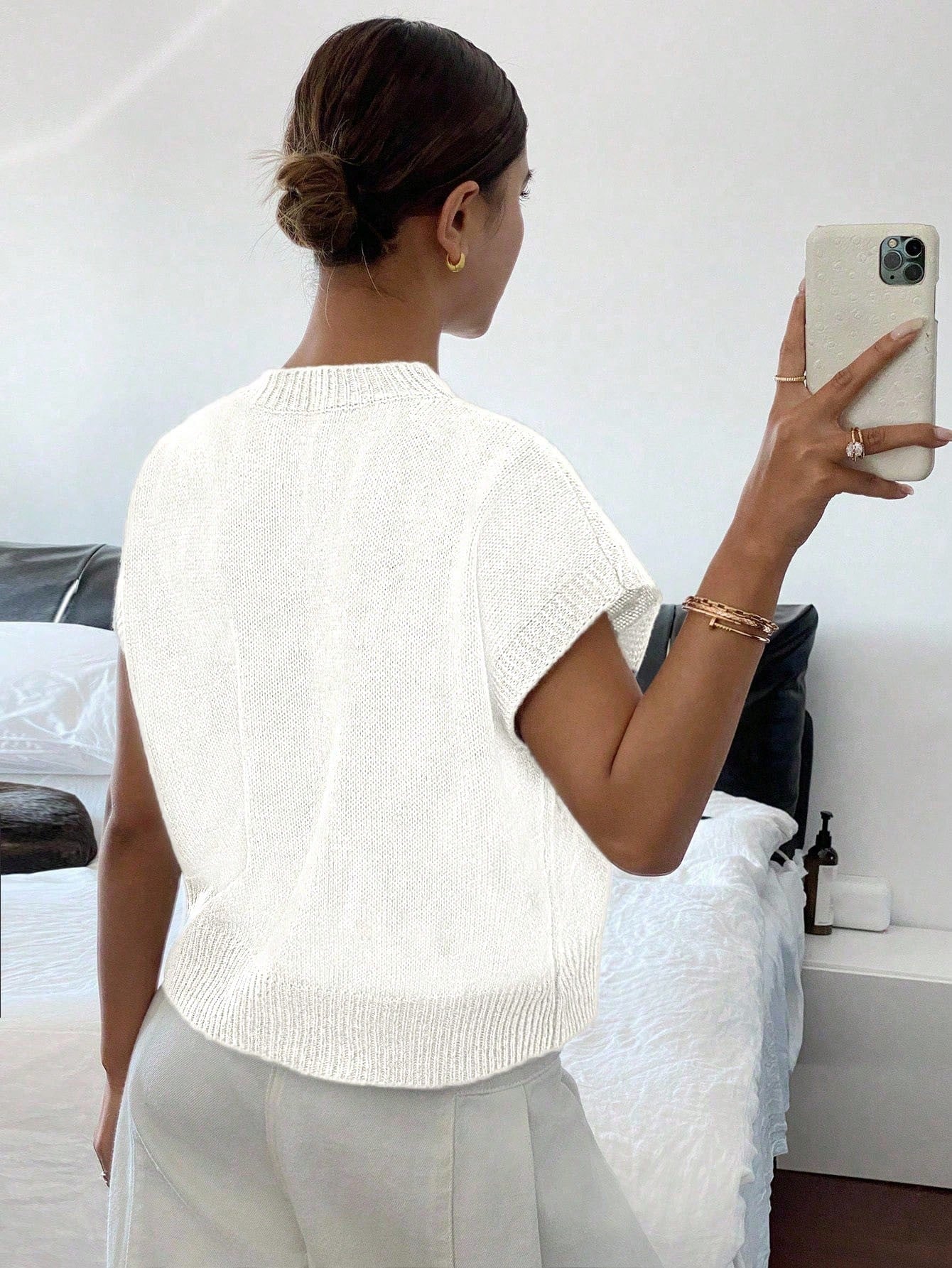 Siren Gaze Women's Casual Elegant Short Sleeve Knit Sweater, Suitable For Summer,Knitted Sweater