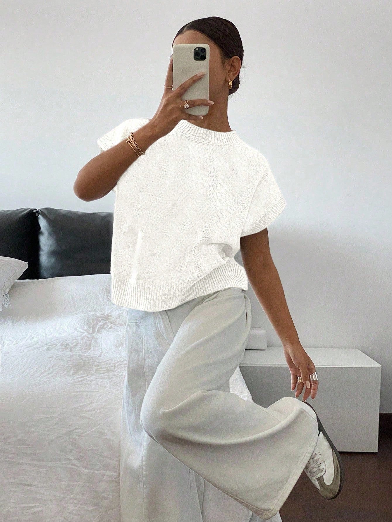 Siren Gaze Women's Casual Elegant Short Sleeve Knit Sweater, Suitable For Summer,Knitted Sweater