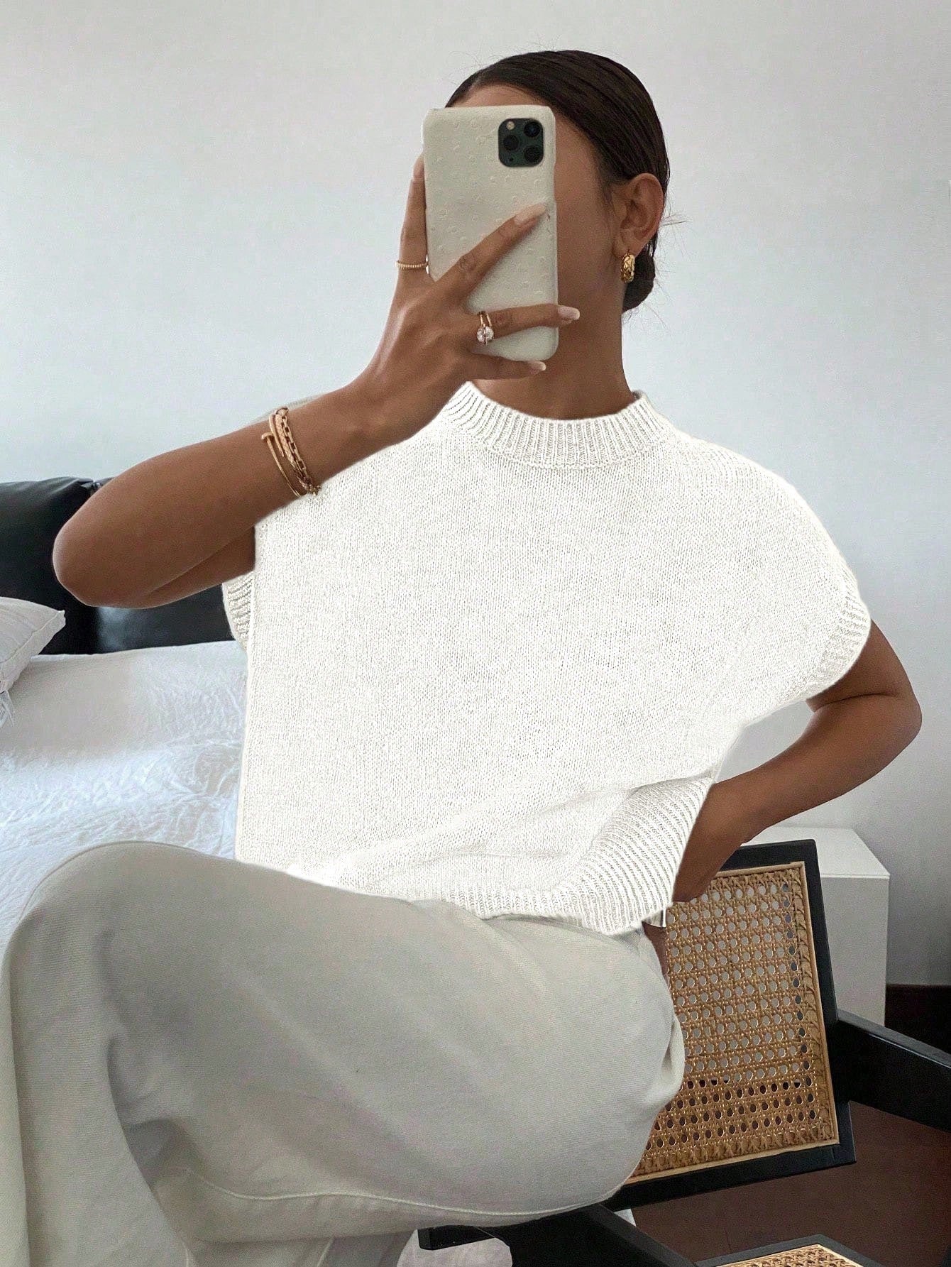 Siren Gaze Women's Casual Elegant Short Sleeve Knit Sweater, Suitable For Summer,Knitted Sweater