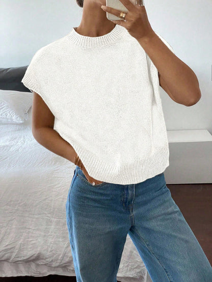 Siren Gaze Women's Casual Elegant Short Sleeve Knit Sweater, Suitable For Summer,Knitted Sweater