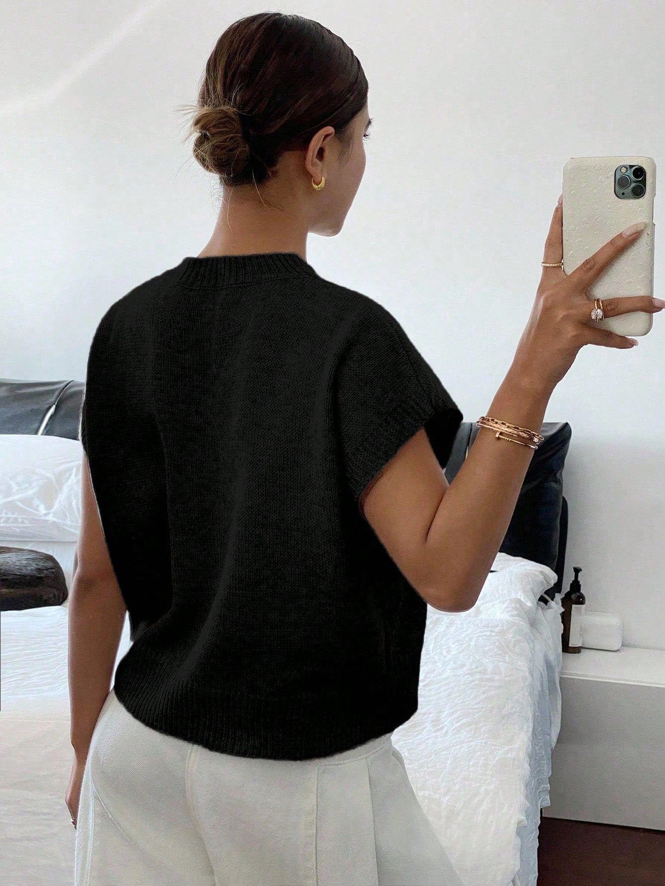 Siren Gaze Women's Casual Elegant Short Sleeve Knit Sweater, Suitable For Summer,Knitted Sweater