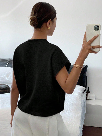 Siren Gaze Women's Casual Elegant Short Sleeve Knit Sweater, Suitable For Summer,Knitted Sweater