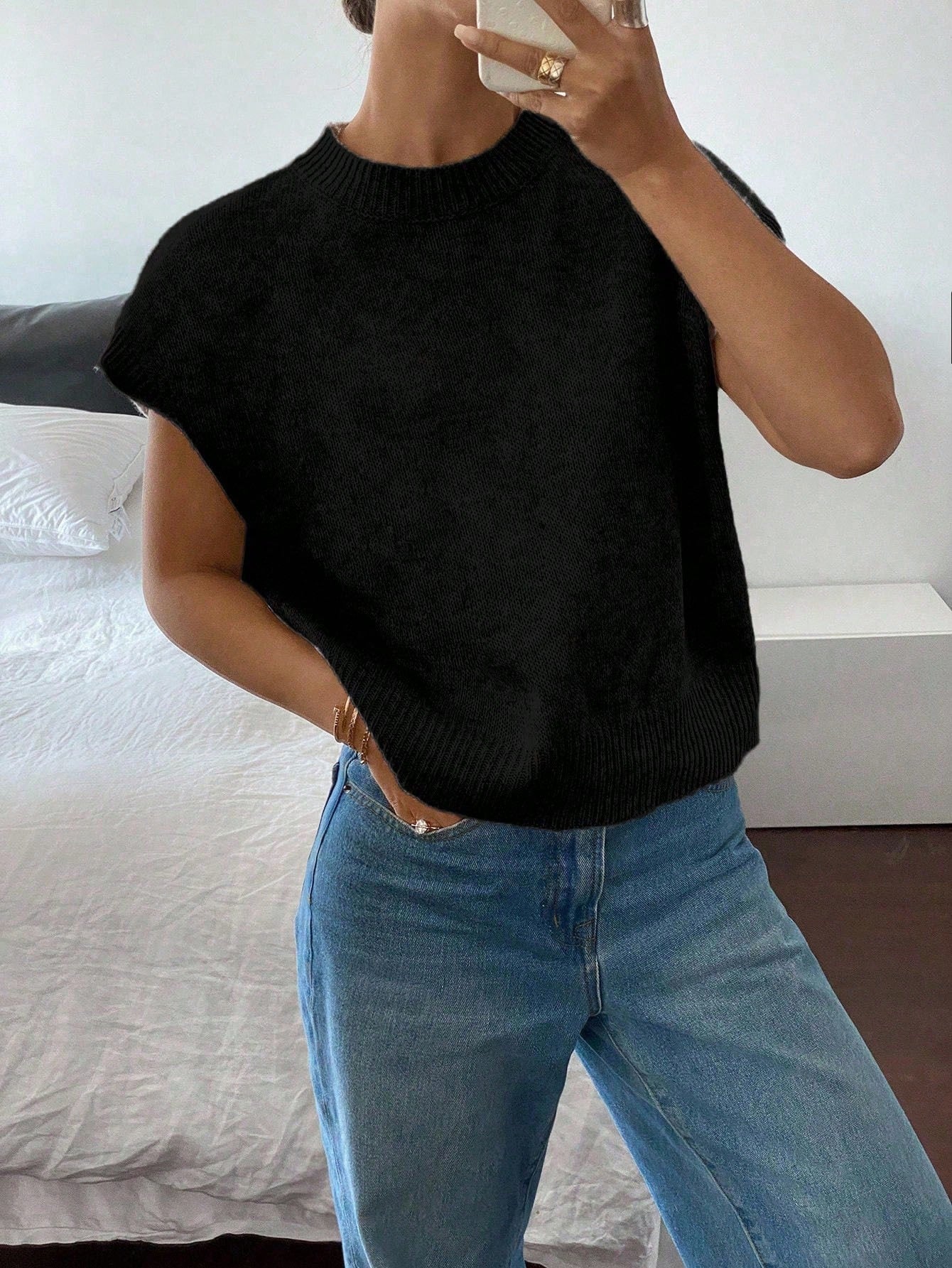 Siren Gaze Women's Casual Elegant Short Sleeve Knit Sweater, Suitable For Summer,Knitted Sweater