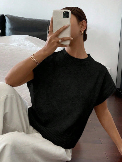 Siren Gaze Women's Casual Elegant Short Sleeve Knit Sweater, Suitable For Summer,Knitted Sweater