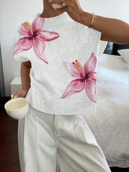 Siren Gaze Women's Casual Elegant Short Sleeve Knit Sweater, Suitable For Summer,Knitted Sweater