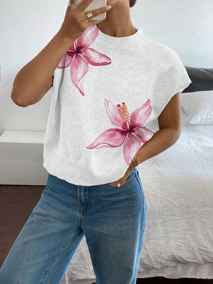 Siren Gaze Women's Casual Elegant Short Sleeve Knit Sweater, Suitable For Summer,Knitted Sweater