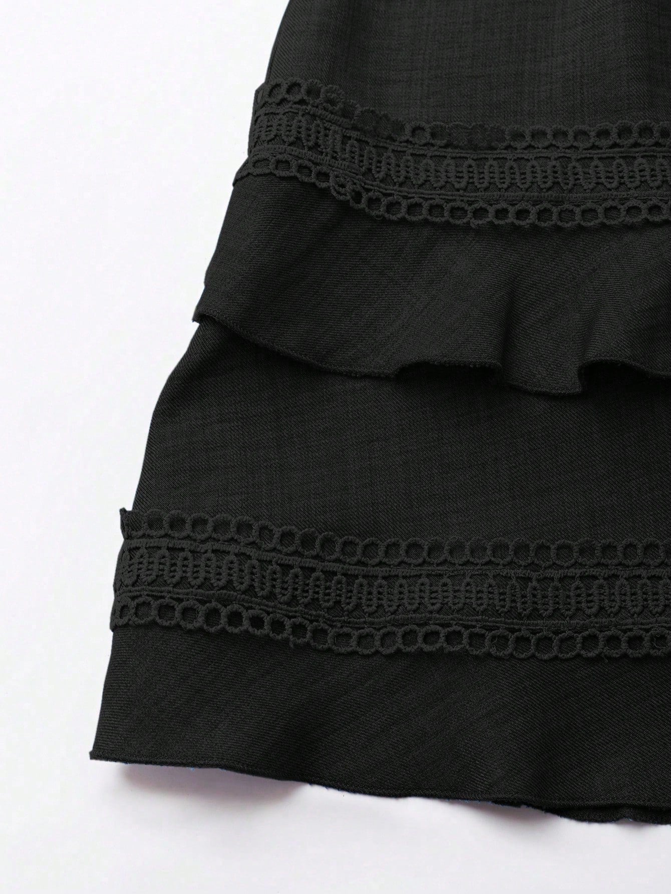 SHEIN Clasi Women's Solid Color Lace Trim Puff Sleeve Mini Dress, Summer