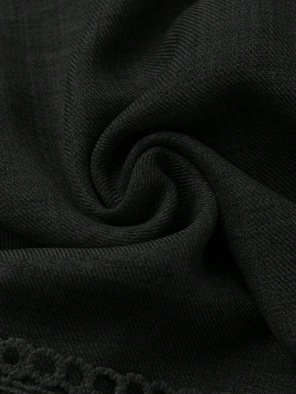 SHEIN Clasi Women's Solid Color Lace Trim Puff Sleeve Mini Dress, Summer