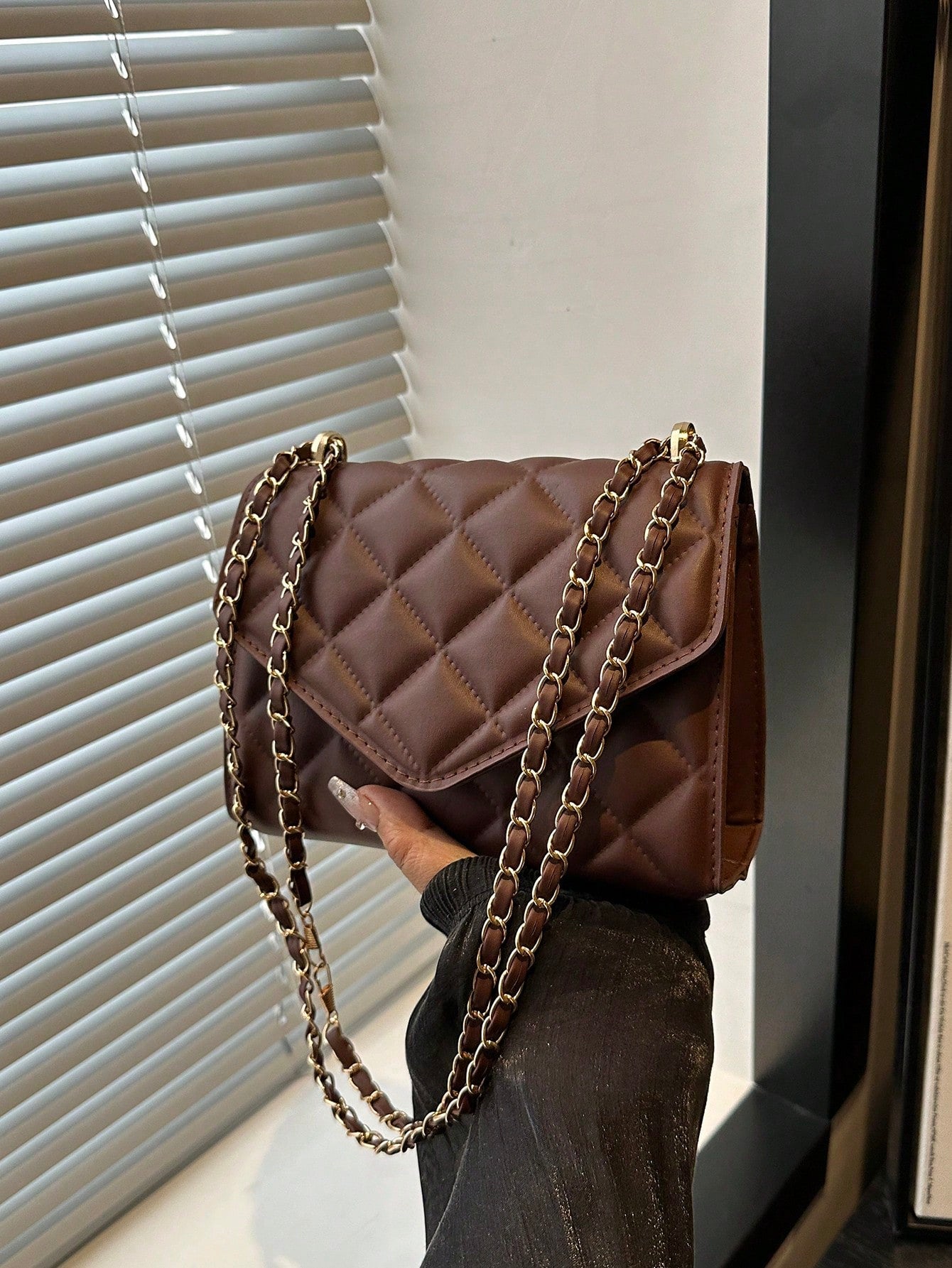 Mini Chevron Chain Flap Square Bag