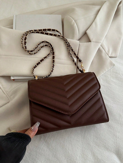 Mini Chevron Chain Flap Square Bag