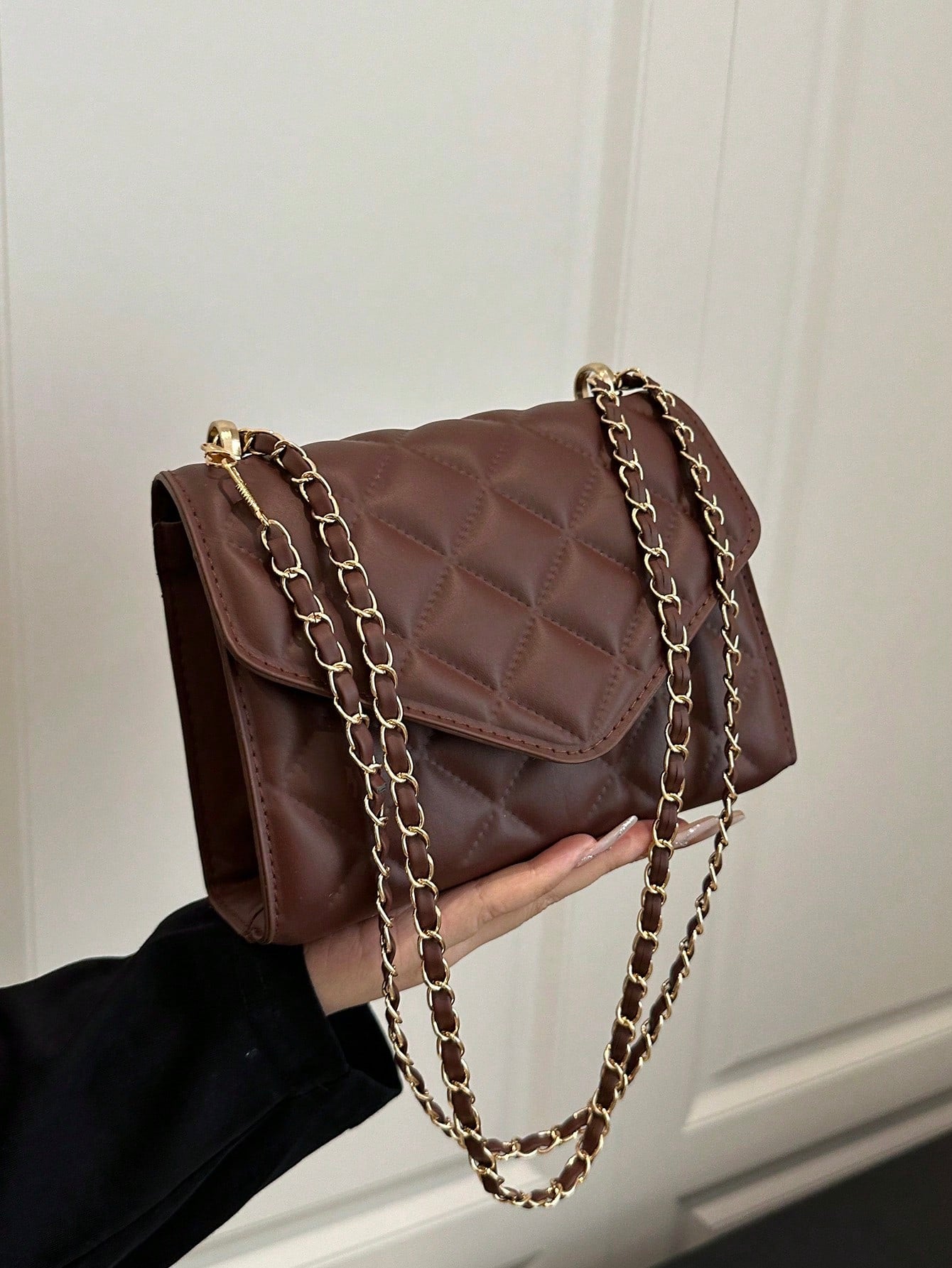 Mini Chevron Chain Flap Square Bag