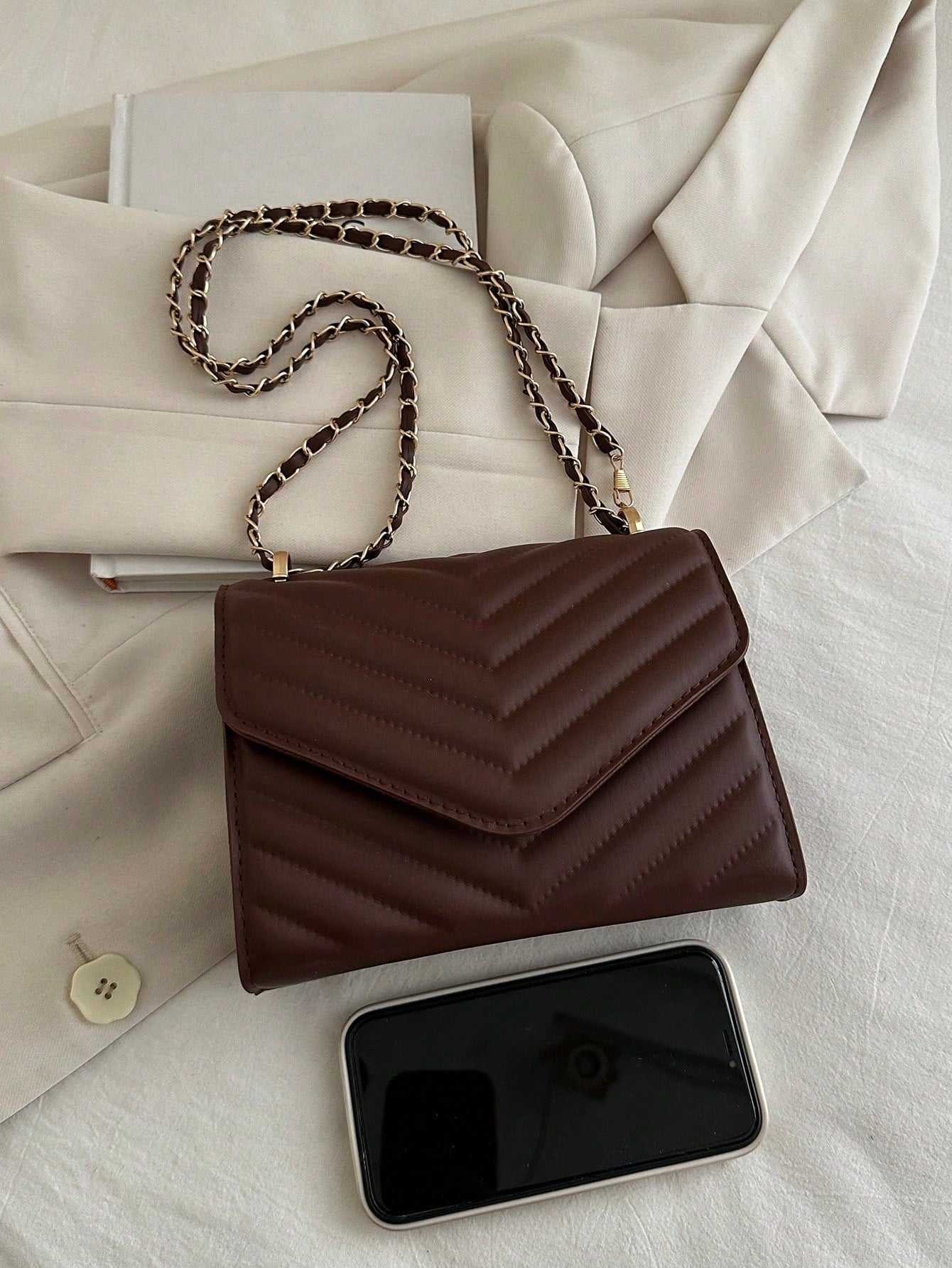 Mini Chevron Chain Flap Square Bag