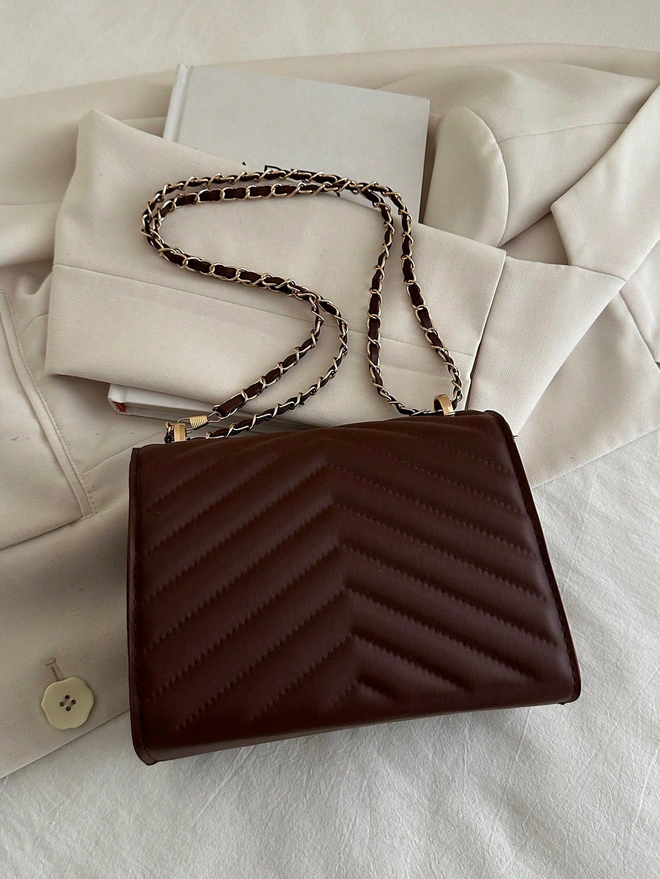 Mini Chevron Chain Flap Square Bag