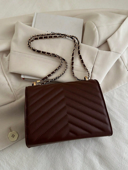 Mini Chevron Chain Flap Square Bag
