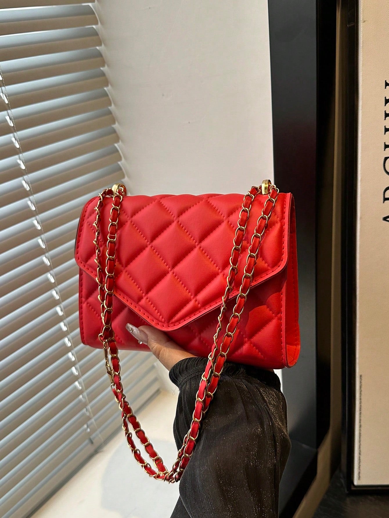 Mini Chevron Chain Flap Square Bag