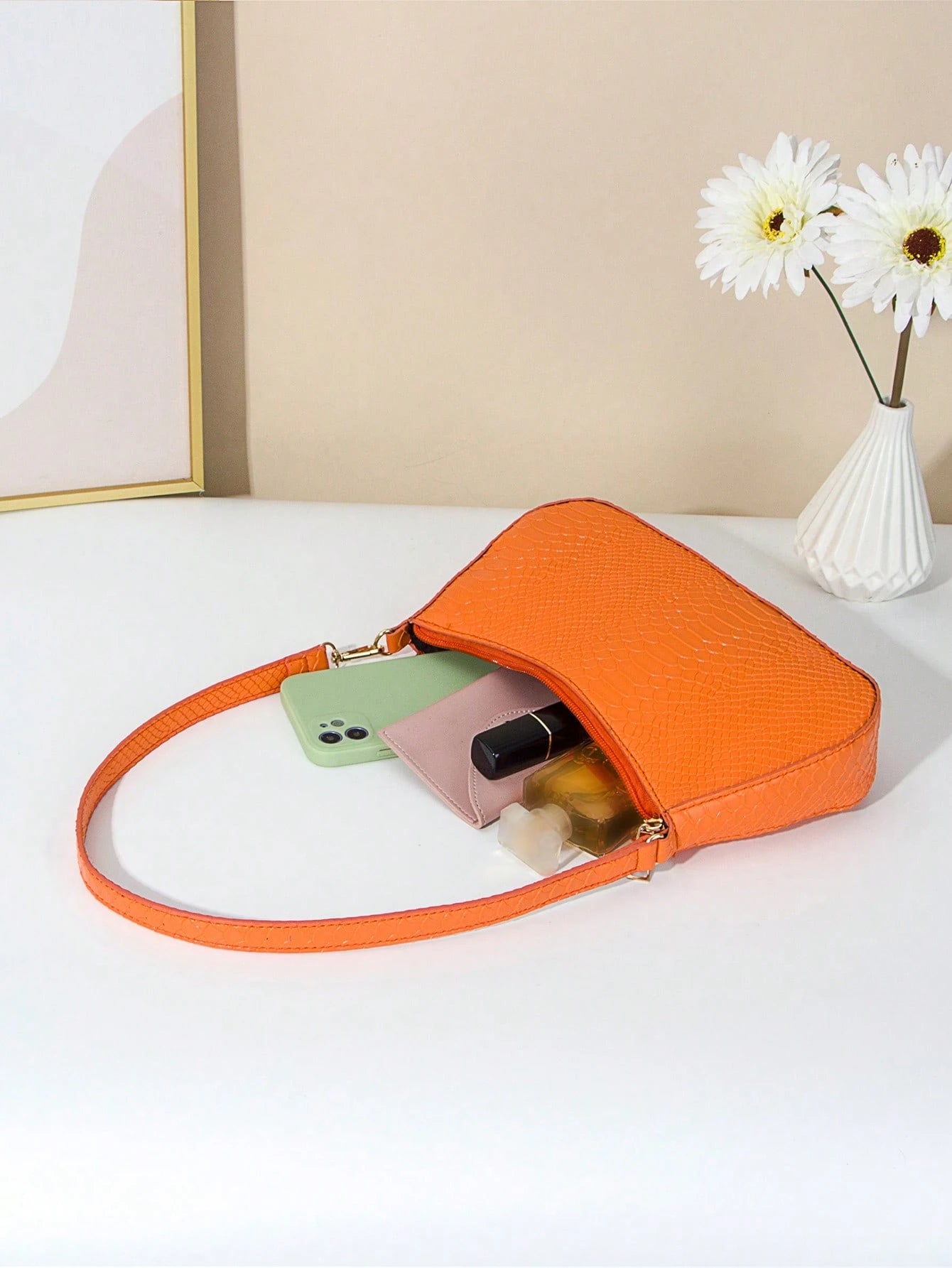 Artificial Patent Leather Minimalist Hobo Bag, Perfect For Music Festival