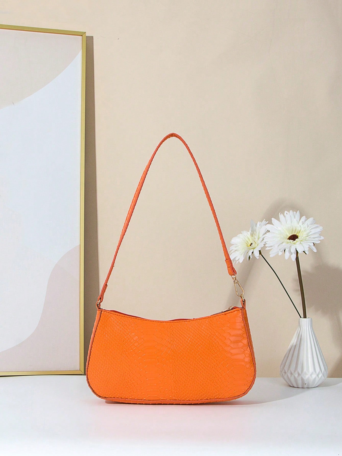 Artificial Patent Leather Minimalist Hobo Bag, Perfect For Music Festival