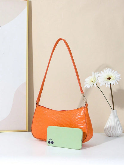 Artificial Patent Leather Minimalist Hobo Bag, Perfect For Music Festival