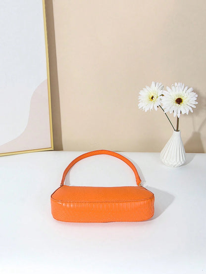 Artificial Patent Leather Minimalist Hobo Bag, Perfect For Music Festival