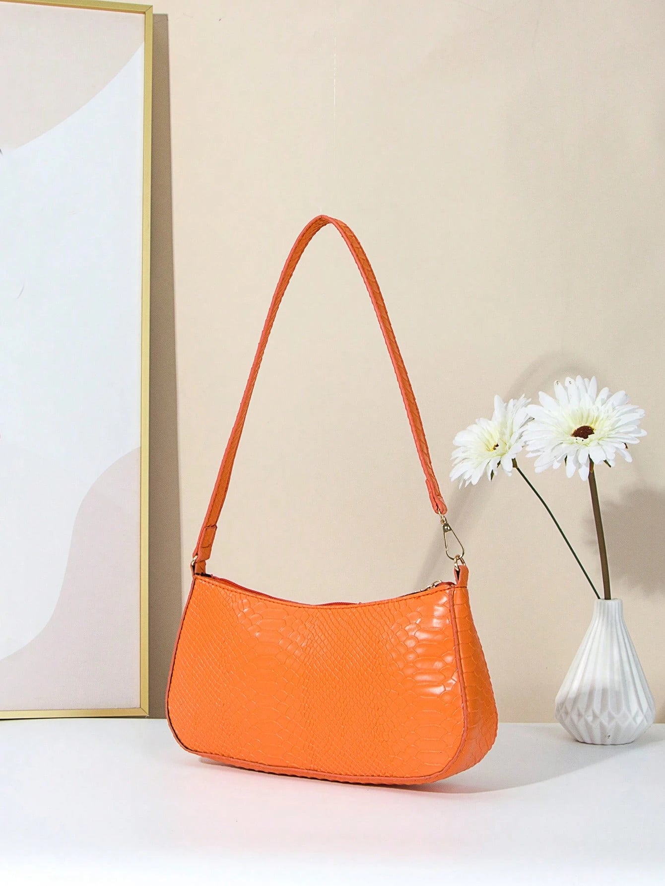 Artificial Patent Leather Minimalist Hobo Bag, Perfect For Music Festival