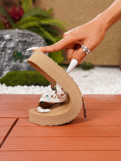 Popular Women's Fashionable Casual Thong Sandals, Lightweight And Comfortable Summer Outdoor White Flip Flops