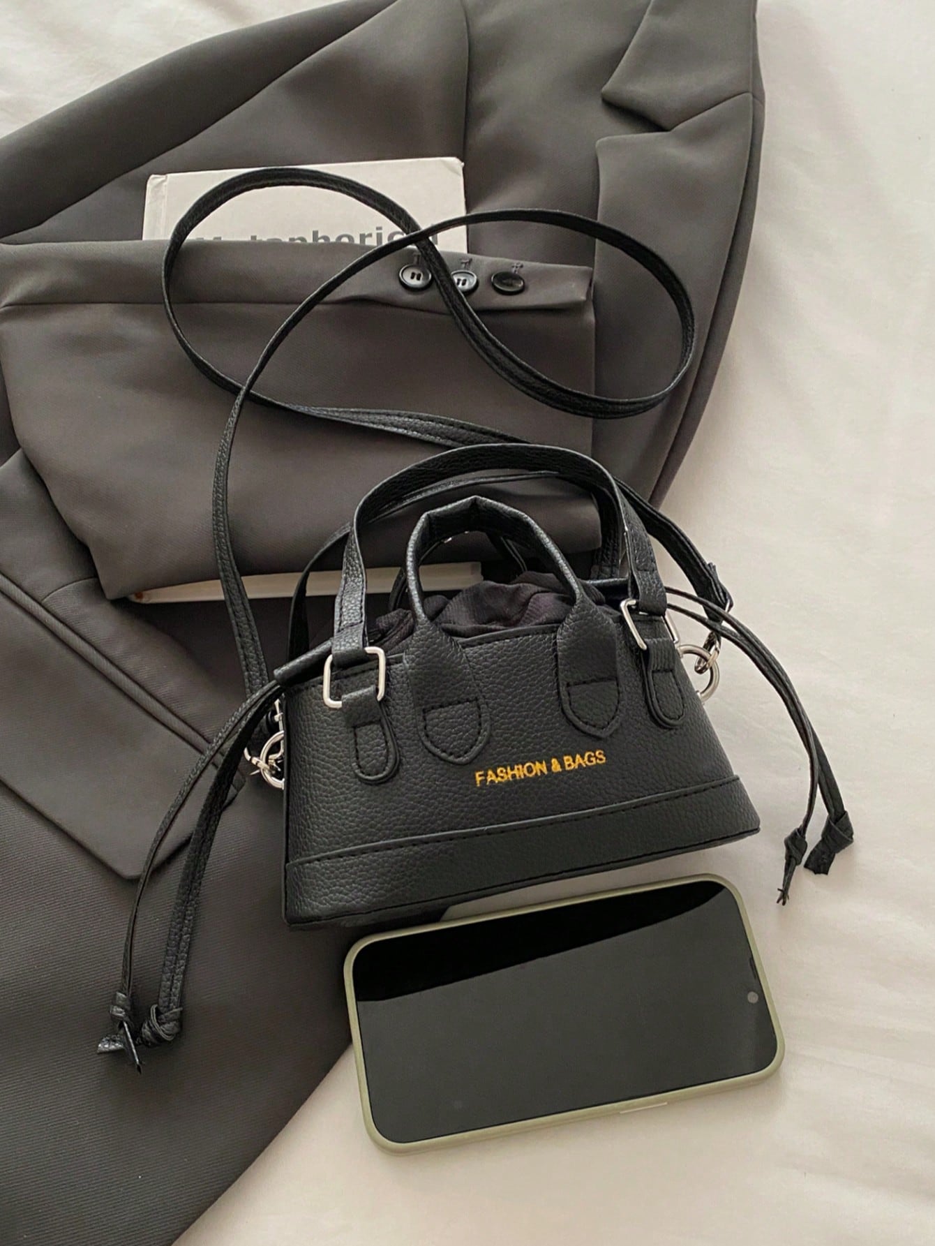 Crocodile Embossed Bucket Bag Mini Drawstring Design Funky