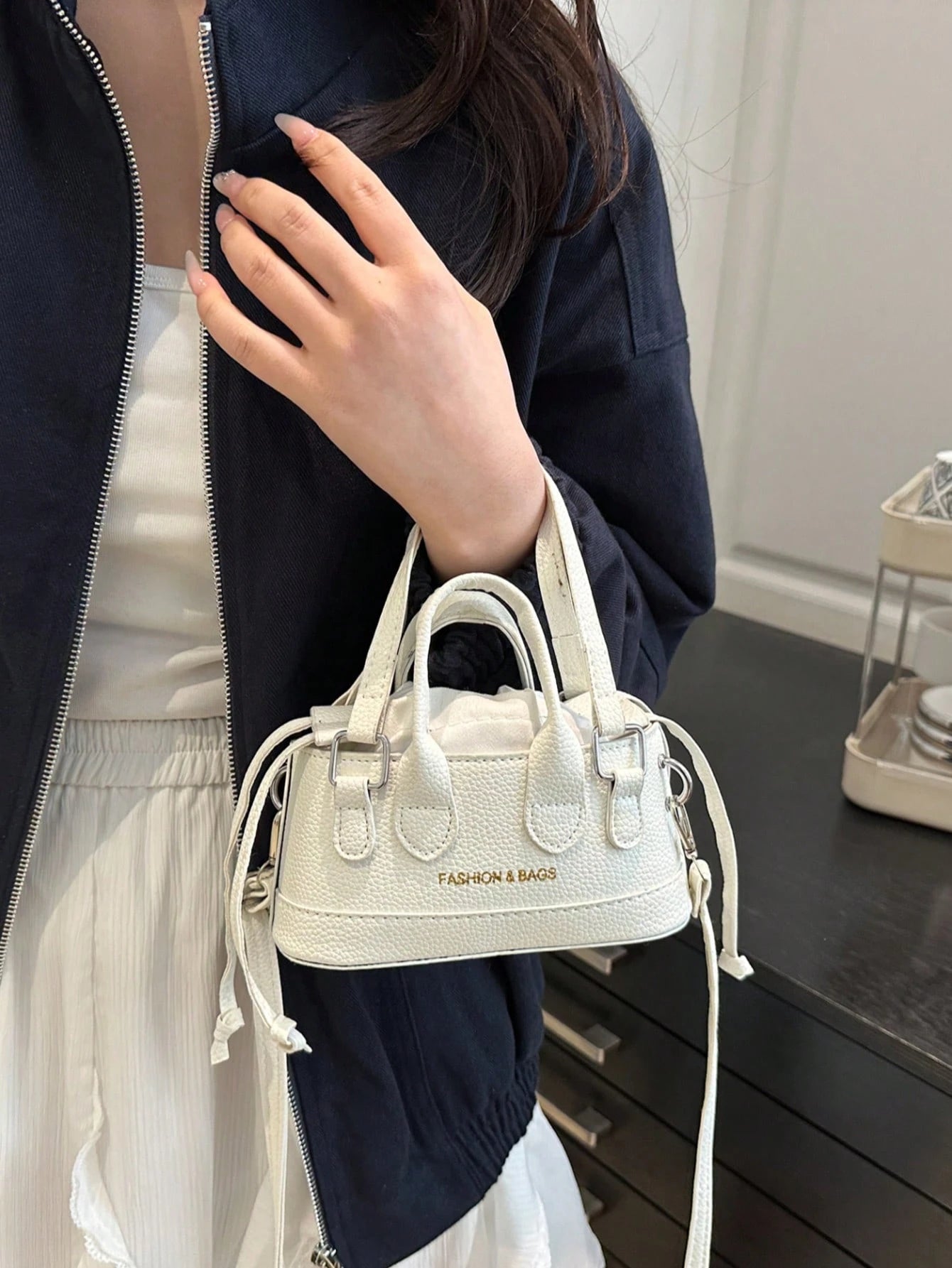 Crocodile Embossed Bucket Bag Mini Drawstring Design Funky