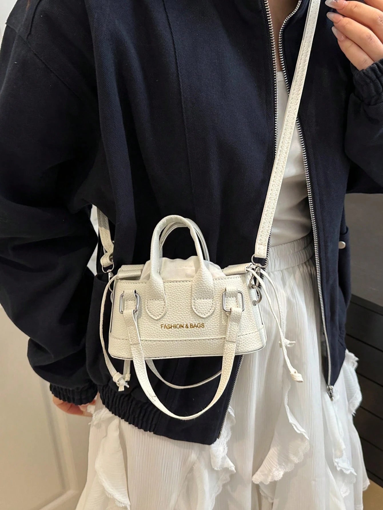 Crocodile Embossed Bucket Bag Mini Drawstring Design Funky