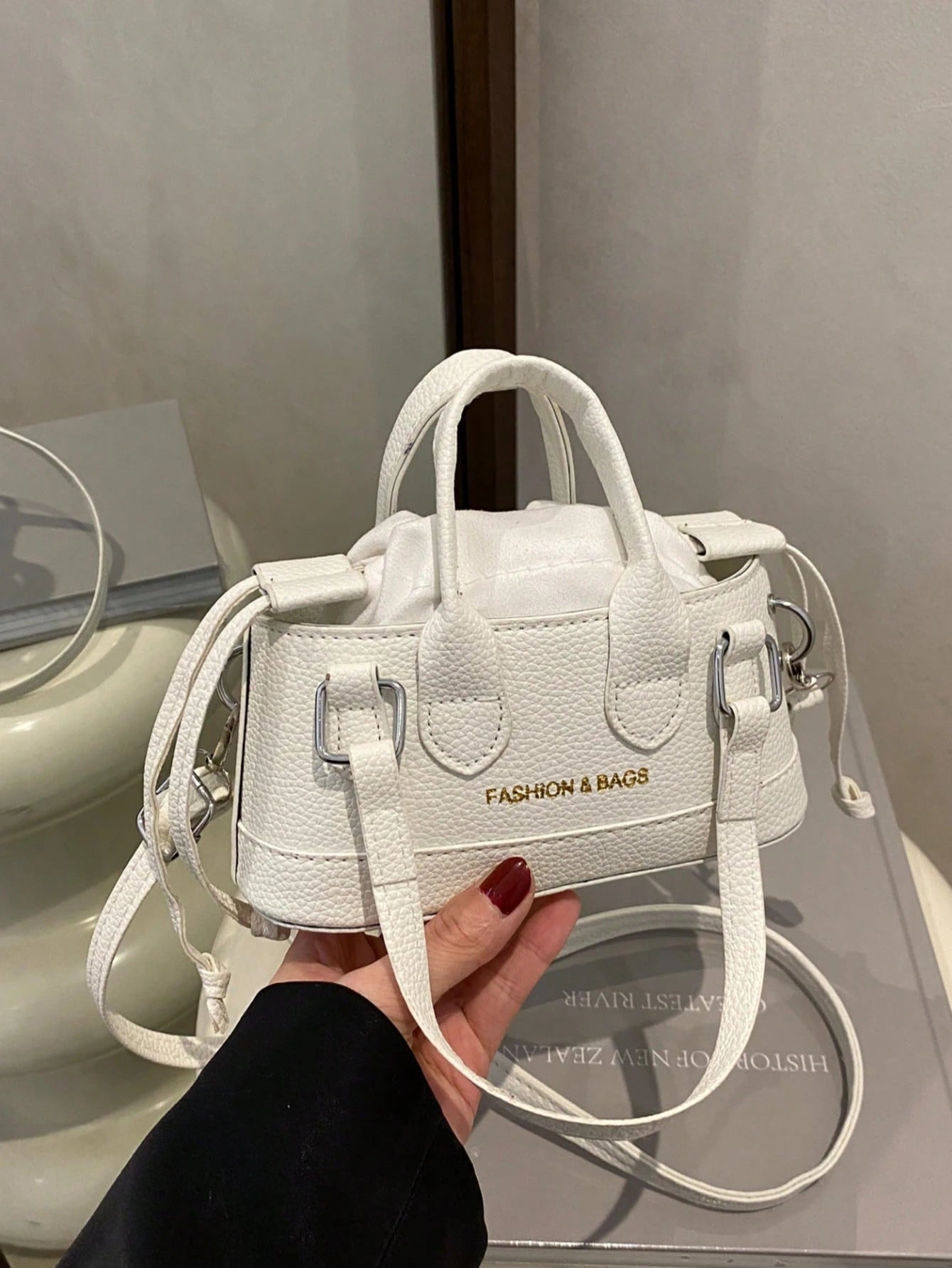 Crocodile Embossed Bucket Bag Mini Drawstring Design Funky