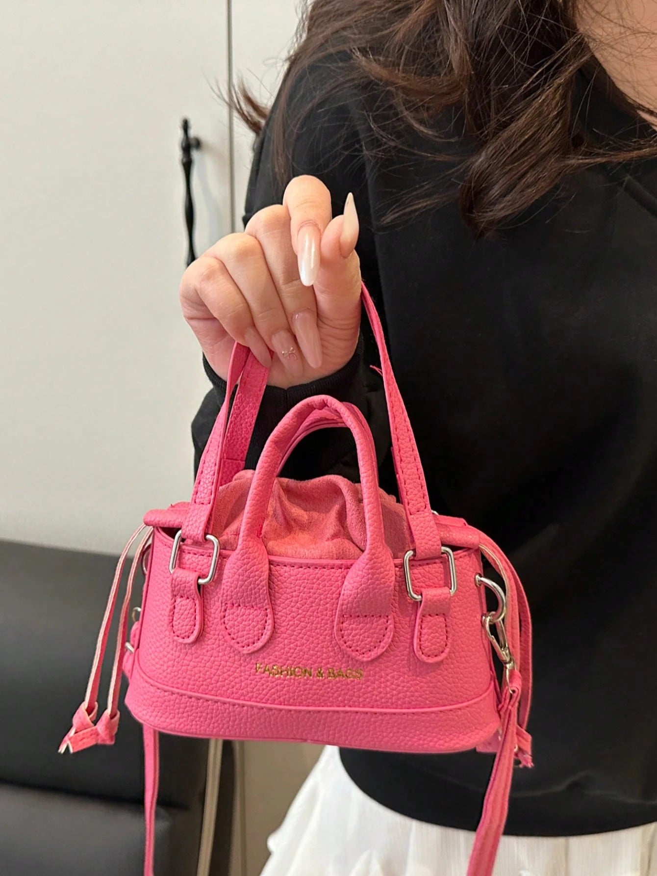 Crocodile Embossed Bucket Bag Mini Drawstring Design Funky