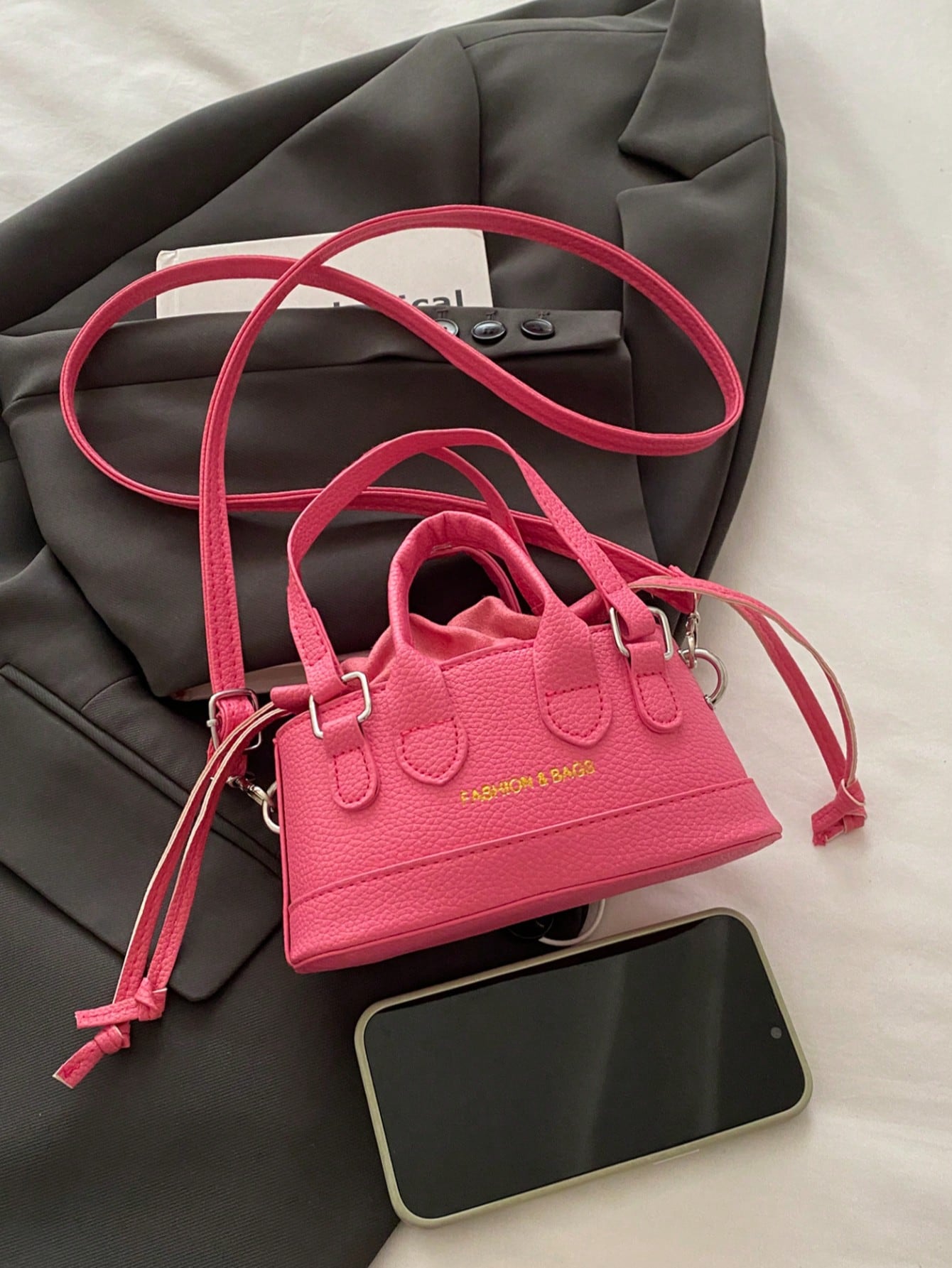 Crocodile Embossed Bucket Bag Mini Drawstring Design Funky