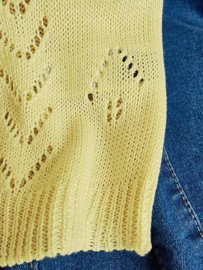 EMERY ROSE Women's Vacation Casual Solid Color Hollow Out Knit Top