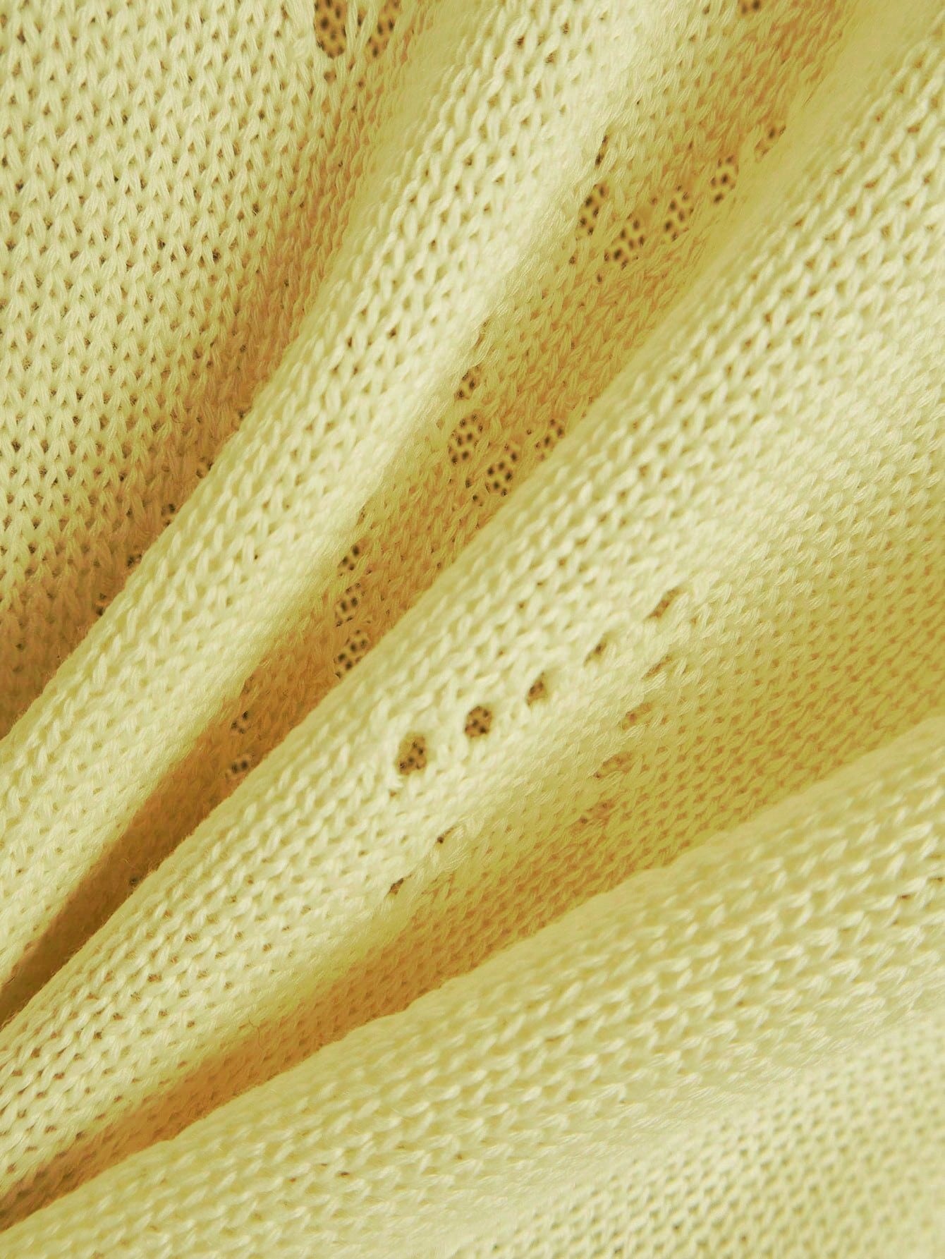 EMERY ROSE Women's Vacation Casual Solid Color Hollow Out Knit Top