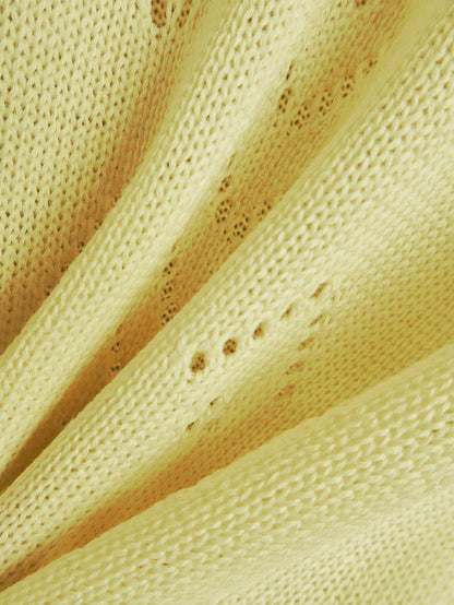 EMERY ROSE Women's Vacation Casual Solid Color Hollow Out Knit Top