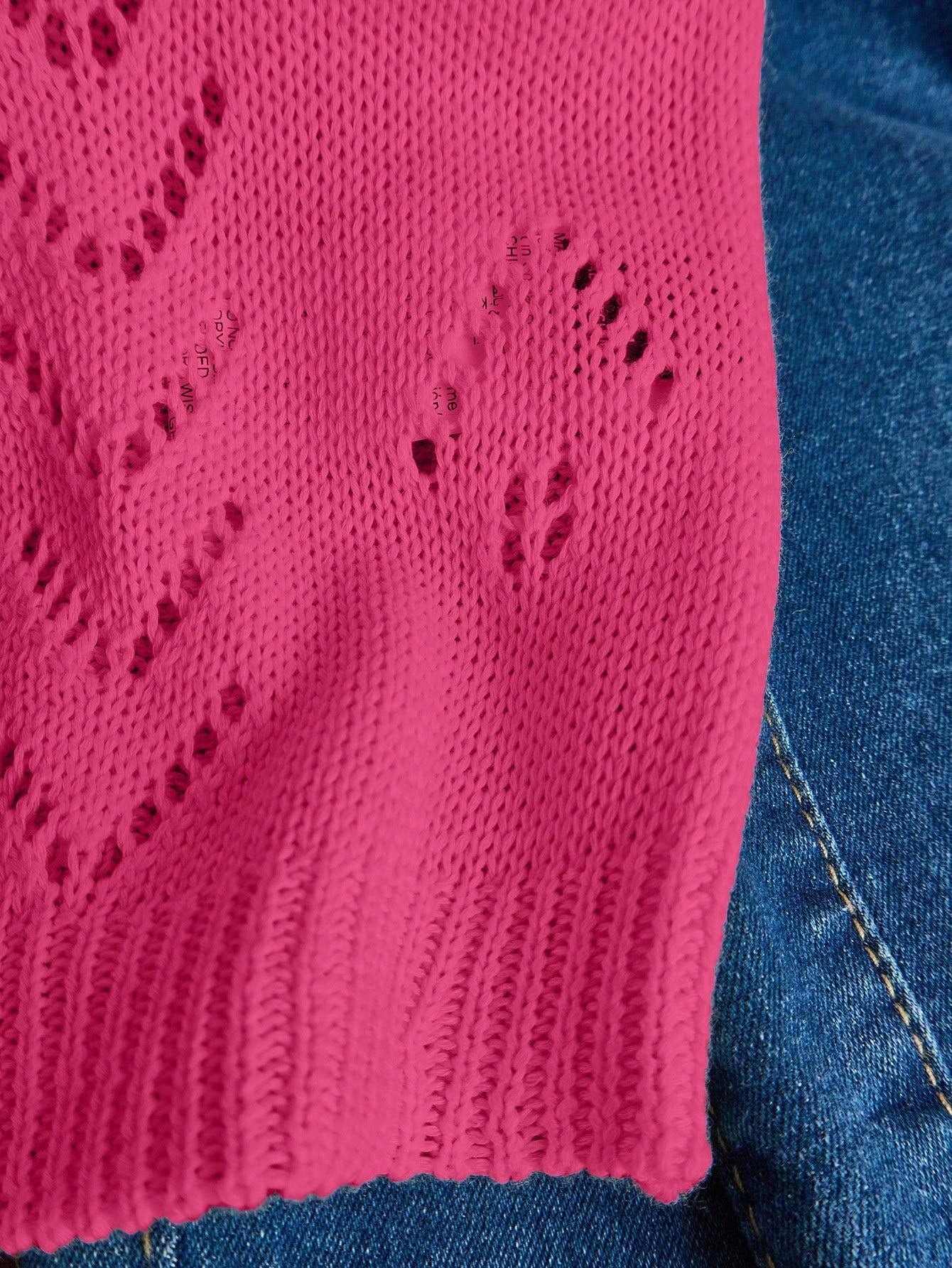 EMERY ROSE Women's Vacation Casual Solid Color Hollow Out Knit Top