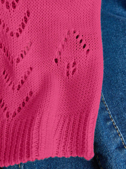 EMERY ROSE Women's Vacation Casual Solid Color Hollow Out Knit Top