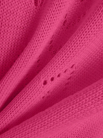 EMERY ROSE Women's Vacation Casual Solid Color Hollow Out Knit Top