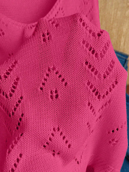 EMERY ROSE Women's Vacation Casual Solid Color Hollow Out Knit Top