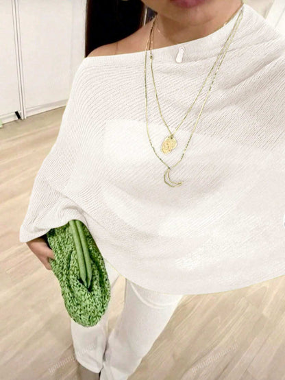 Fashionable & Elegant Loose Knit Cardigan Shawl, Women, Oversized Fit, Lightweight, Stylish, Suitable For Spring/Summer Everyday, Casual Travel, Beach