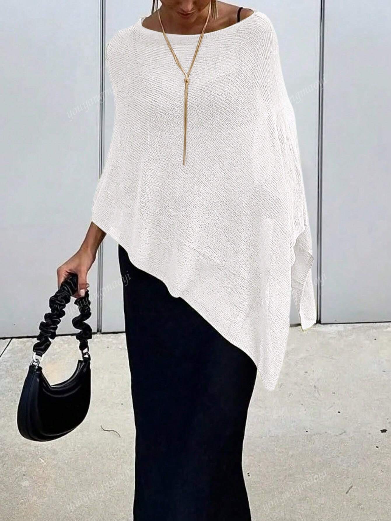 Fashionable & Elegant Loose Knit Cardigan Shawl, Women, Oversized Fit, Lightweight, Stylish, Suitable For Spring/Summer Everyday, Casual Travel, Beach