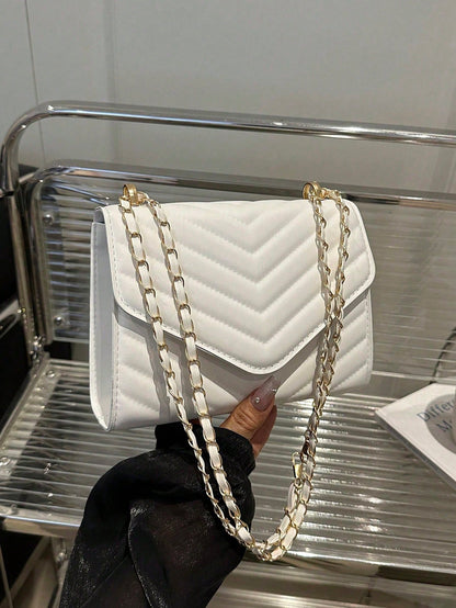 Mini Chevron Chain Flap Square Bag