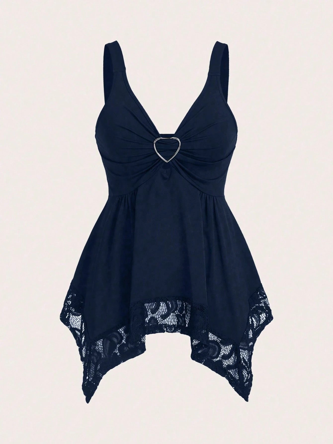 Sweetra Women Lace Decorated Heart Shaped And Floral Splicing Tank Top Y2K Outfit