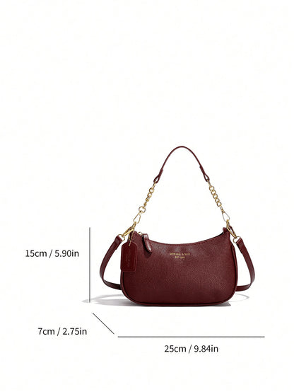 1pc Solid Color PU Leather Shoulder Bag For Women, Versatile Crossbody Bag For Commuting, Adjustable Shoulder Strap