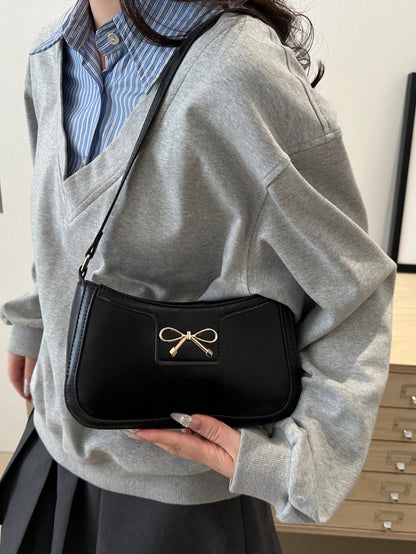 Elegant Crescent-Shaped Underarm Shoulder Bag For Women, Chic Casual Fashion, Solid Color Underarm Bag