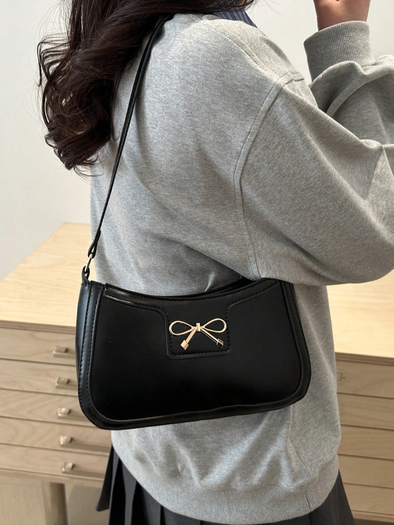 Elegant Crescent-Shaped Underarm Shoulder Bag For Women, Chic Casual Fashion, Solid Color Underarm Bag