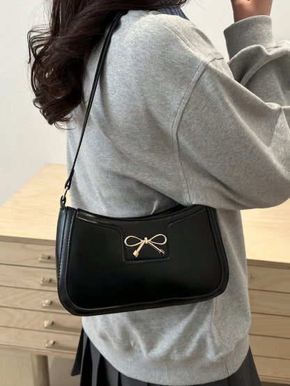 Elegant Crescent-Shaped Underarm Shoulder Bag For Women, Chic Casual Fashion, Solid Color Underarm Bag